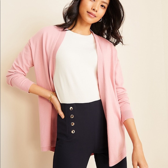 blush color cardigan